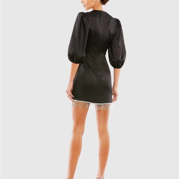 Mac Duggal 26672 Beaded Fringe Hem Mini Dress - Picture 3 of 9